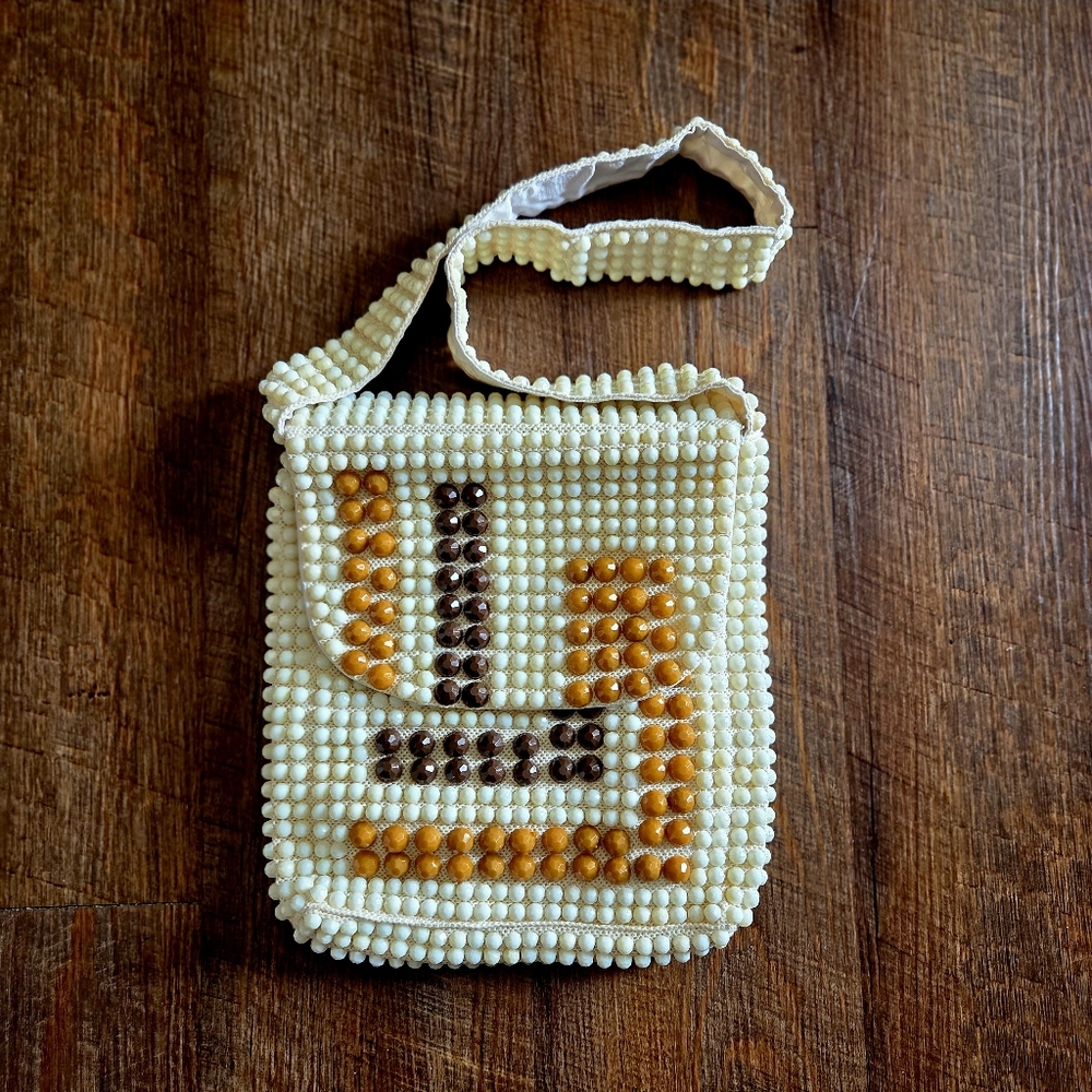 Vintage Mr Ernest Hand Bag Inc Gum Drop Beaded Earthtones Geometric MCM   SIMON